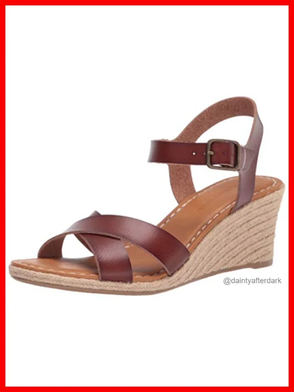 Espadrille Wedge Sandals, Faux Leather, Adjustable Ankle Strap, Memory Foam